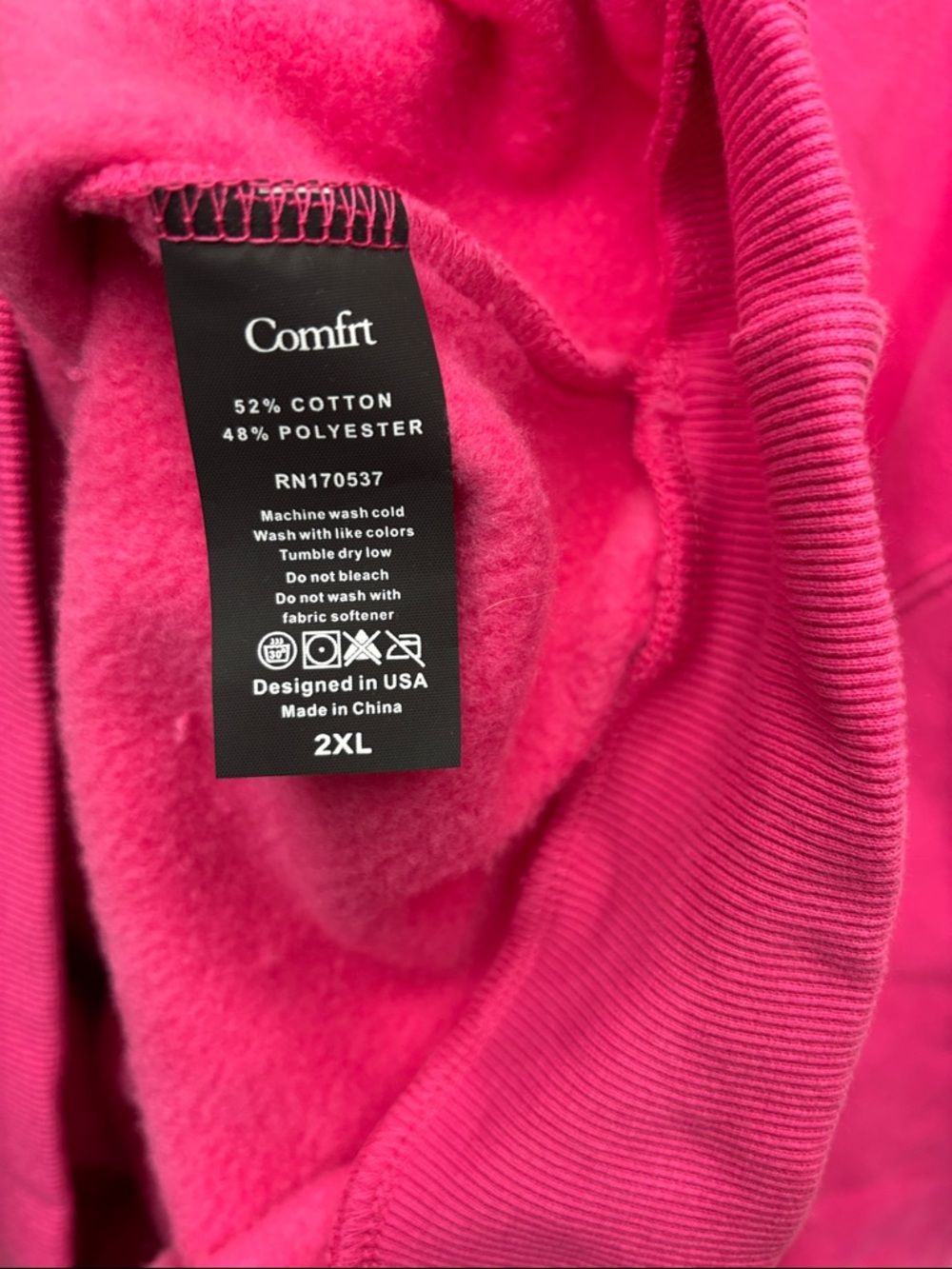 Comfrt Embroidered Women's Hooded Pullover in Hot Pink - Picture 5 of 5